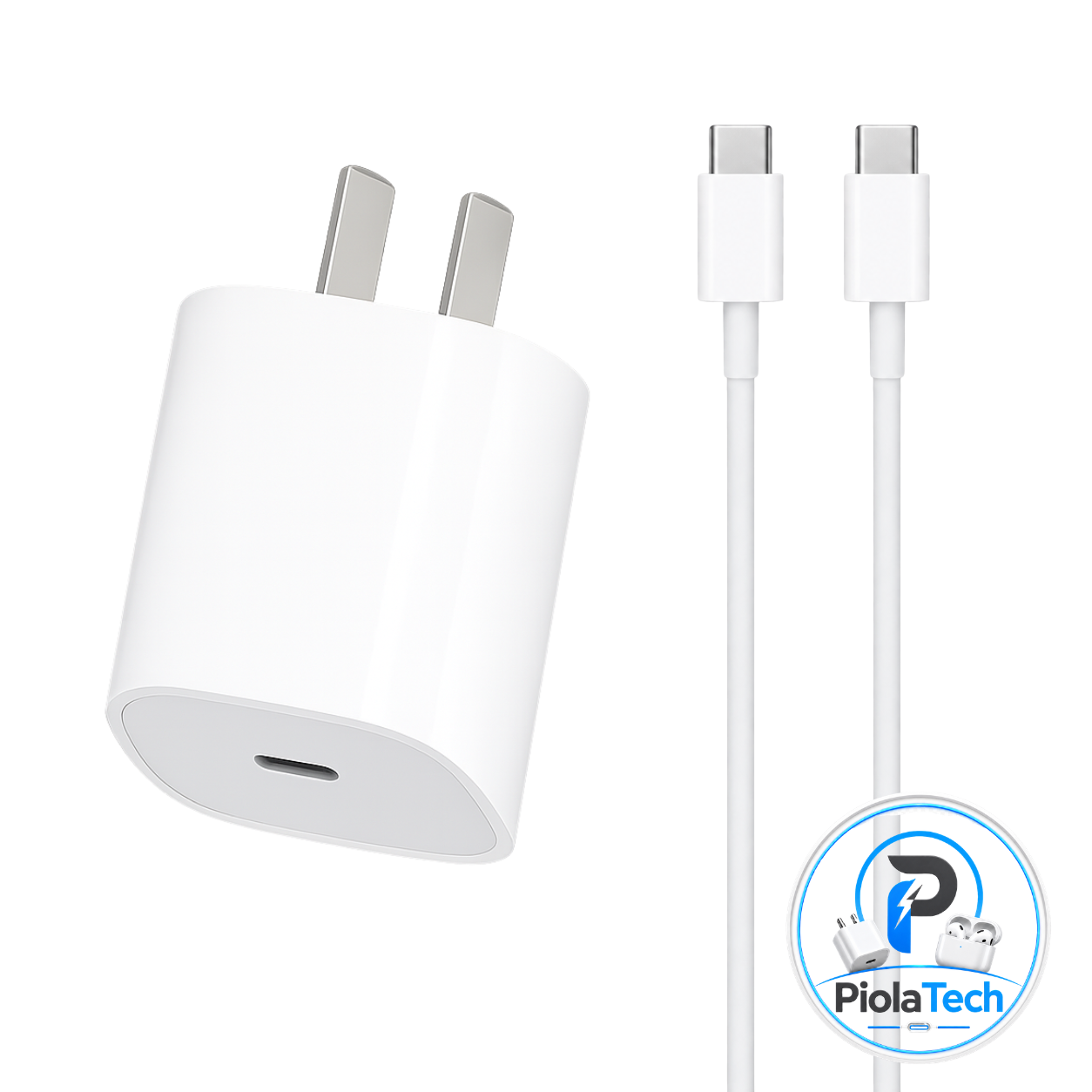 Adaptador 20w + Cable Tipo C a C - Certificado Apple