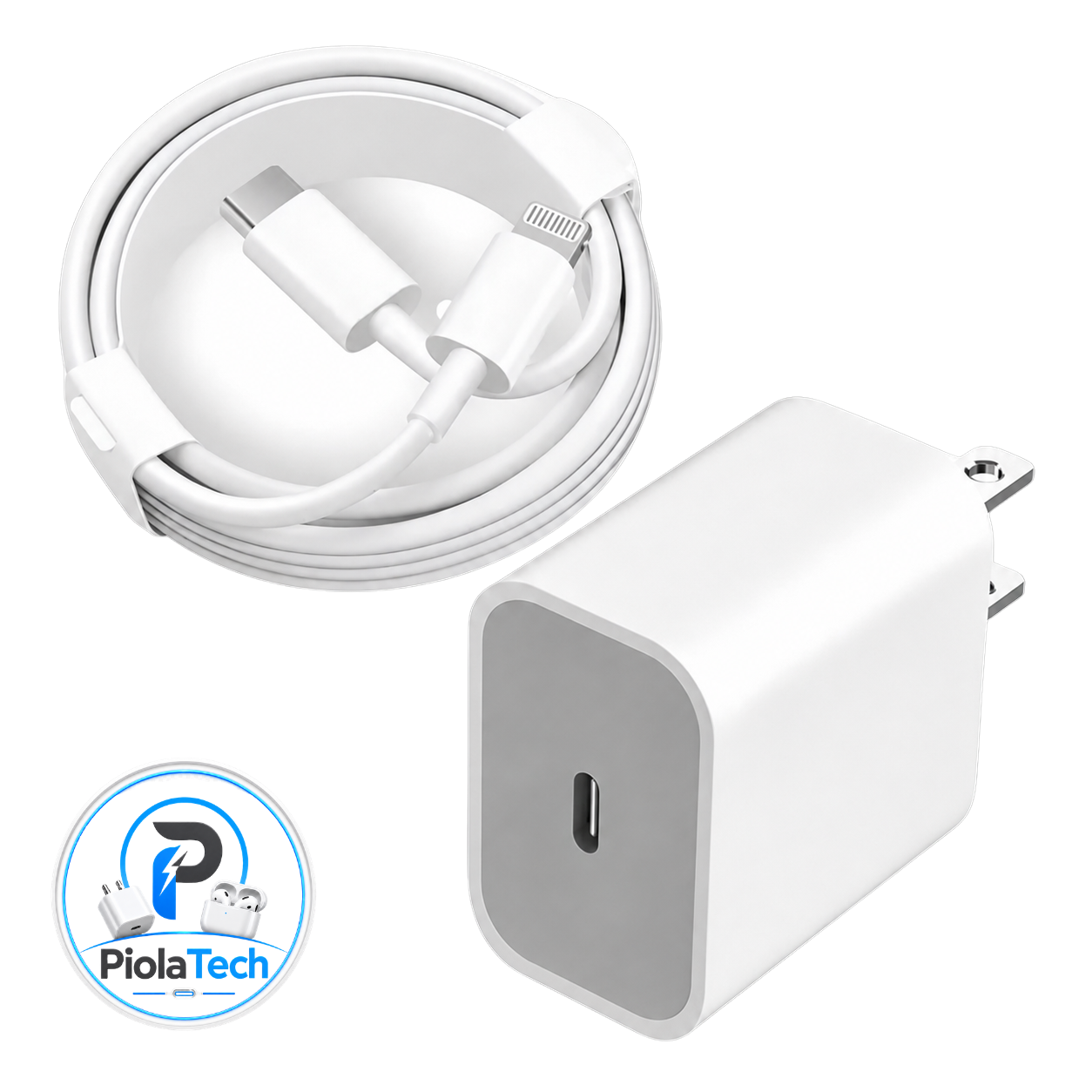 Adaptador 20w + Cable Tipo C a Lightning - Certificado Apple