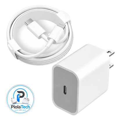 Adaptador 20w + Cable Tipo C a Lightning - Certificado Apple