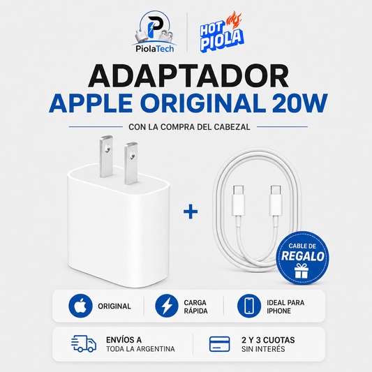 Adaptador Apple 20w 100% Original (Cable de regalo tipo C a C - Certificado)