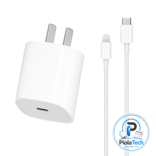Adaptador 20w + Cable Tipo C a Lightning - Certificado Apple
