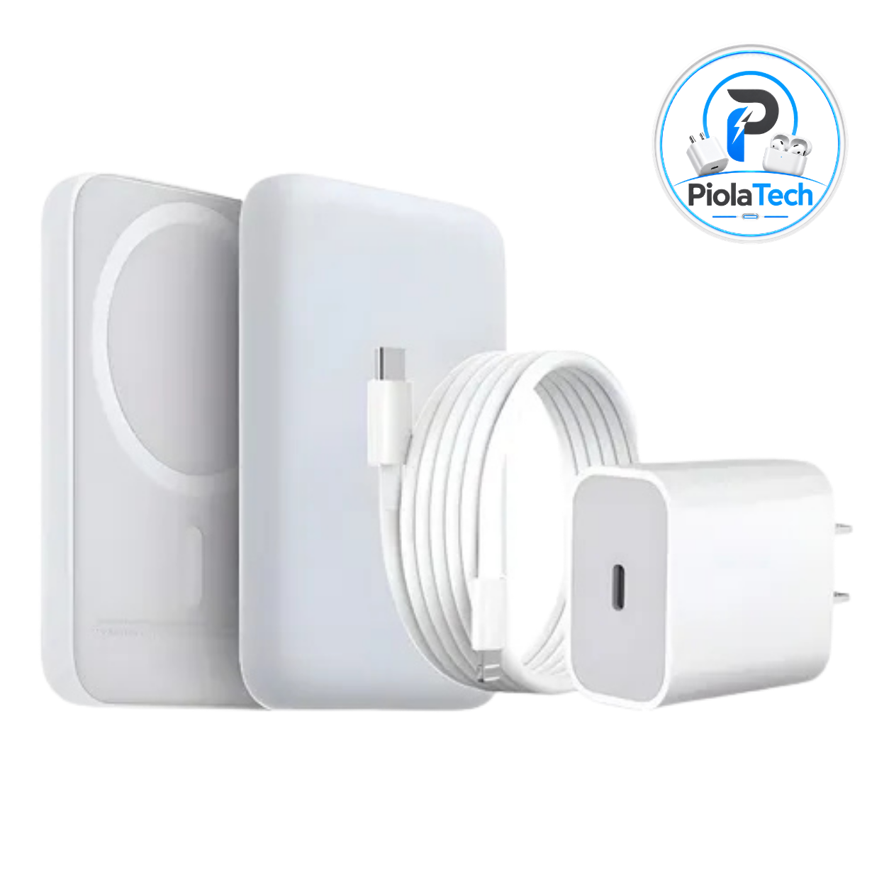 Battery Pack + cabezal + cable Tipo C a Lightning 100% Certificado